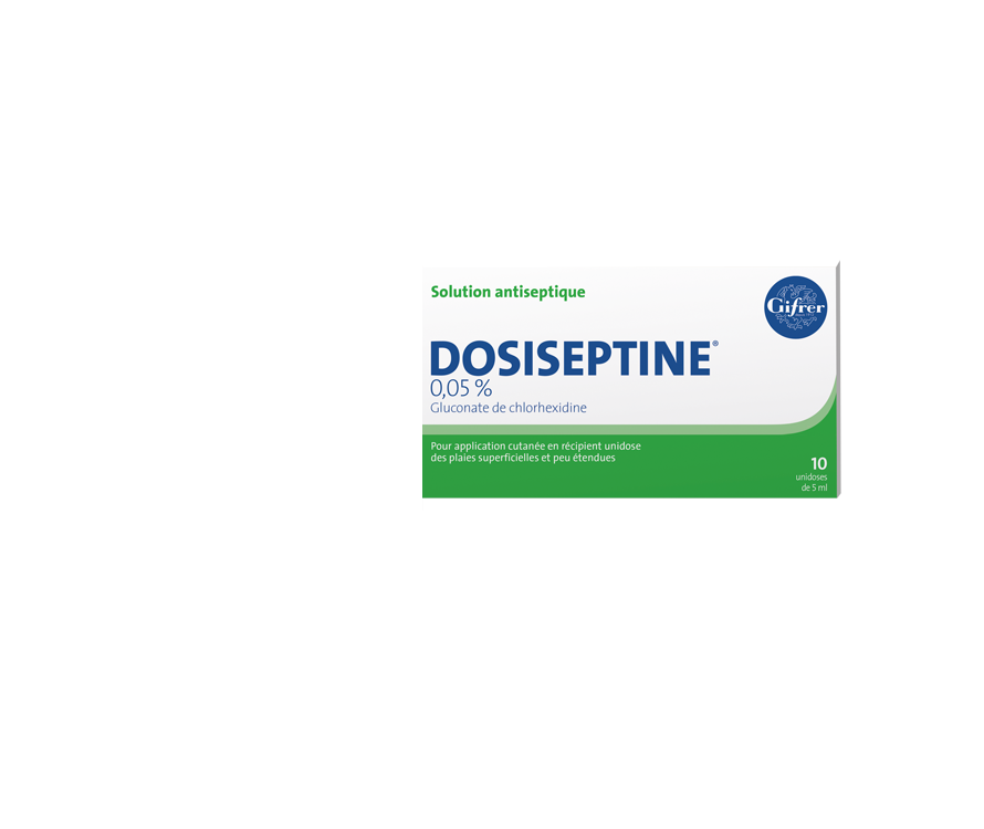 Chlorhexidine à 0.2% boite de 10 unidoses de 5 ml - Traitement de Plaie -  Direct Médical