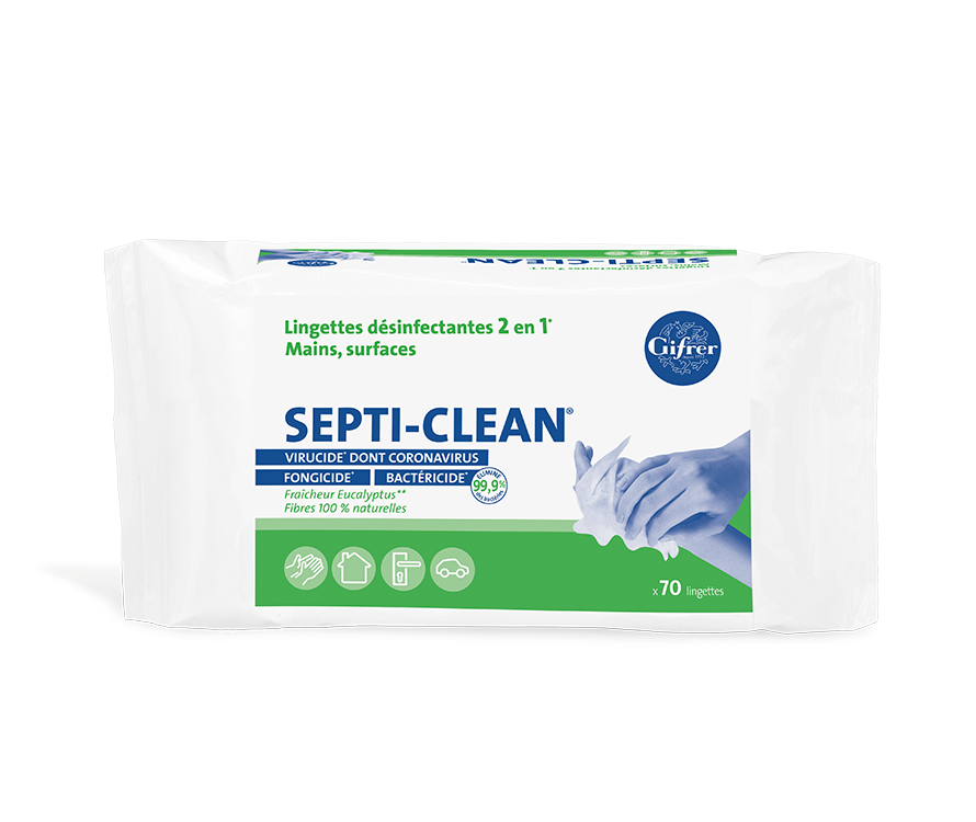 Gifrer  Septi-Clean lingettes désinfectantes mains et surfaces - biocide